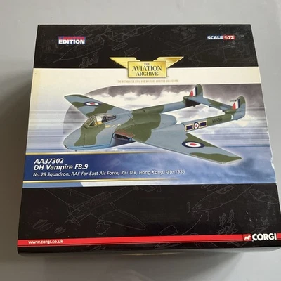 Corgi 1/72 Scale AA37302 De Havilland Vampire FB.9 28Sqn RAF East Air Force 1955 - Image 1 of 4