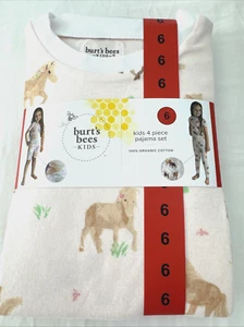 Burt's Bees Girl's 4-Piece Pajama Set Size 6Y Horses/Ice Cream Organic Cotton - Picture 1 of 6