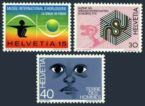 Switzerland 582-584,MNH.Michel 1000-1002. 1973.Clock Museum,Alpine skiing. - Picture 1 of 1