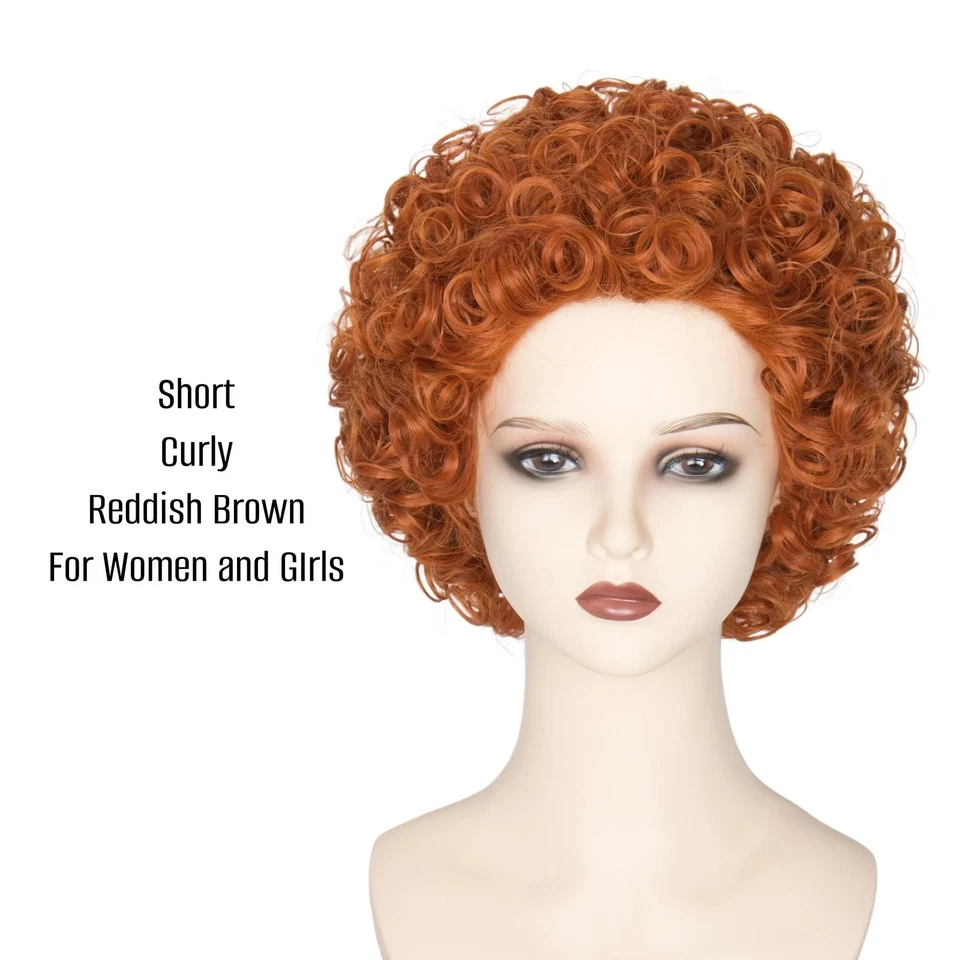 Peluca Roper Mujer Corta Roja Rizada Afro Peluca Juegos con disfraces Fiesta Peluca Foto 1 de 4