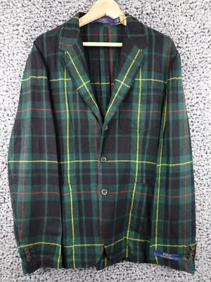 Polo Ralph Lauren Soft Knit Green Tartan Glen Plaids Sport Coats Jacket Blazer L - Image 1 of 4