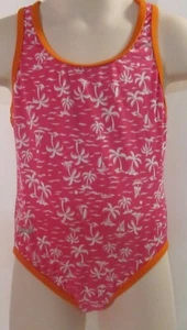 Speedo One Piece Pink Swimsuit with White Palm Trees Size 4 - Picture 1 of 2