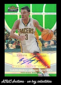 2005-06 Topps Finest Green Refractors #131 Sarunas Jasikevicius RC #d 61/99