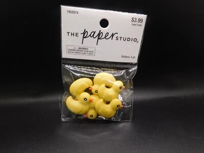 The Paper Studio Caña de Pato de Goma Amarilla Botones Traseros 6 piezas Foto 1 de 2