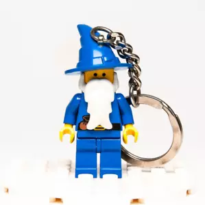 Lego Castle Minifigure Key Chain - Majisto Wizard Merlin (Logo Torso) Ring 9404 - Picture 1 of 4