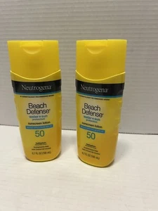 2-NEUTROGENA BEACH DEFENSE SPF 50 WATER RESISTANT SUNSCREEN LOTION 6.7oz 5/24 - Picture 1 of 2