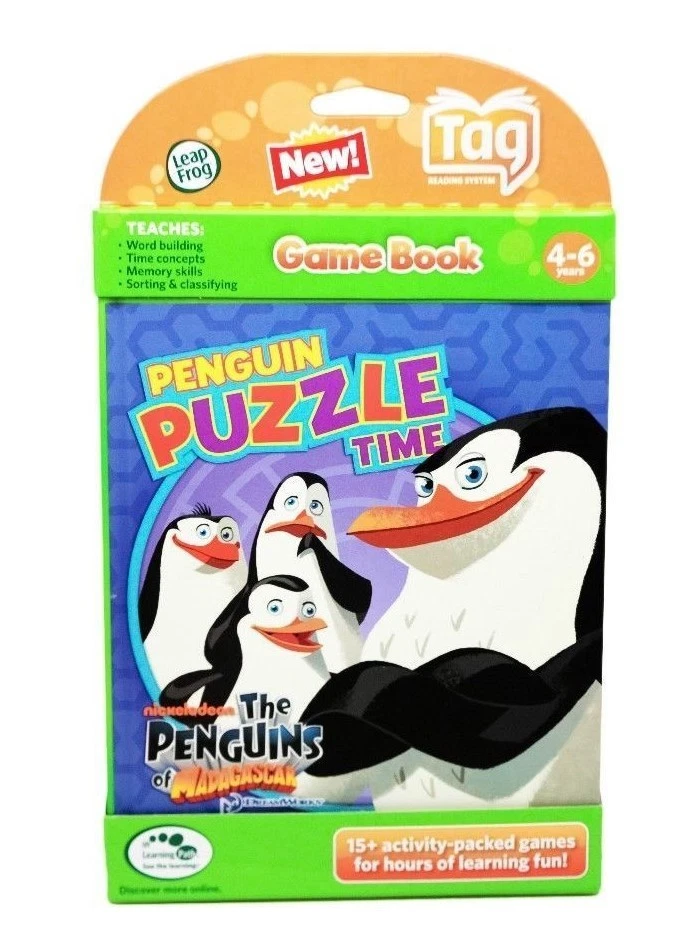 LeapFrog Tag Game Book Penguins of Madagascar Puzzle Time Kids Activity Learning - Image 1 of 4