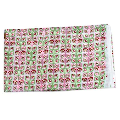 Indian 10 Yard leaf Hand Block Print Cotton Fabric Natural Color Running fabri - Image 1 of 4