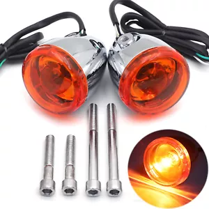 For Harley XL883 1200 FLSB FXST FLDE FLHC Amber Rear Turn Signal Light Indicator - Picture 1 of 9