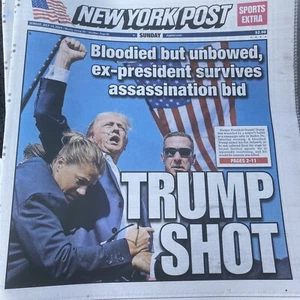 ⭐️TRUMP SHOT New York Post Sunday Newspaper July 14 2024 SHIPPED FLAT - Picture 1 of 1