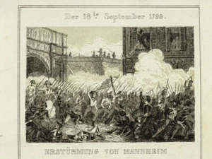MANNHEIM STORMING OF MANNHEIM THE 16th Sep 1799 Unknown Litho. - Picture 1 of 3