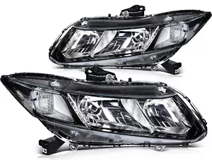 Pair Headlight Assembly For 2012 2013 2014 2015 Honda Civic 4Dr Sedan/2Dr Coupe - Picture 1 of 11