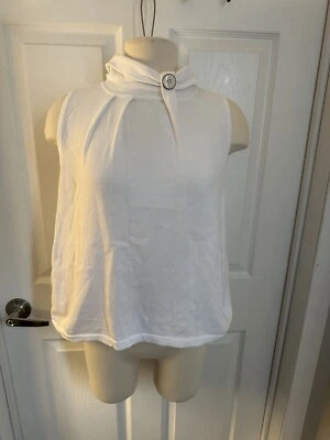 Studio Works  Womens Sweater Vest Size PM Petite White Pullover 100% Cotton Knit - Image 1 of 4