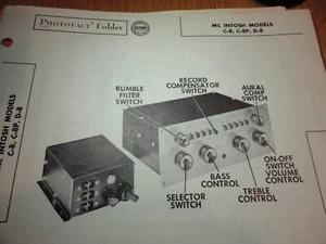 Vintage Sams Photofact Manual MC INTOSH MODELS C-8, C-8P, D-8 - Picture 1 of 1