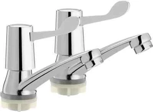 1 PAIR BATHROOM LEVER BASIN SINK TAPS 1/4 TURN CHROME PAIR HOT & COLD FAUCET SET - Picture 1 of 7