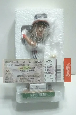 Matt Kemp #27 Atlanta Braves 2017 Baseball Bobble Head MIB Sealed w/Game Ticket Cover