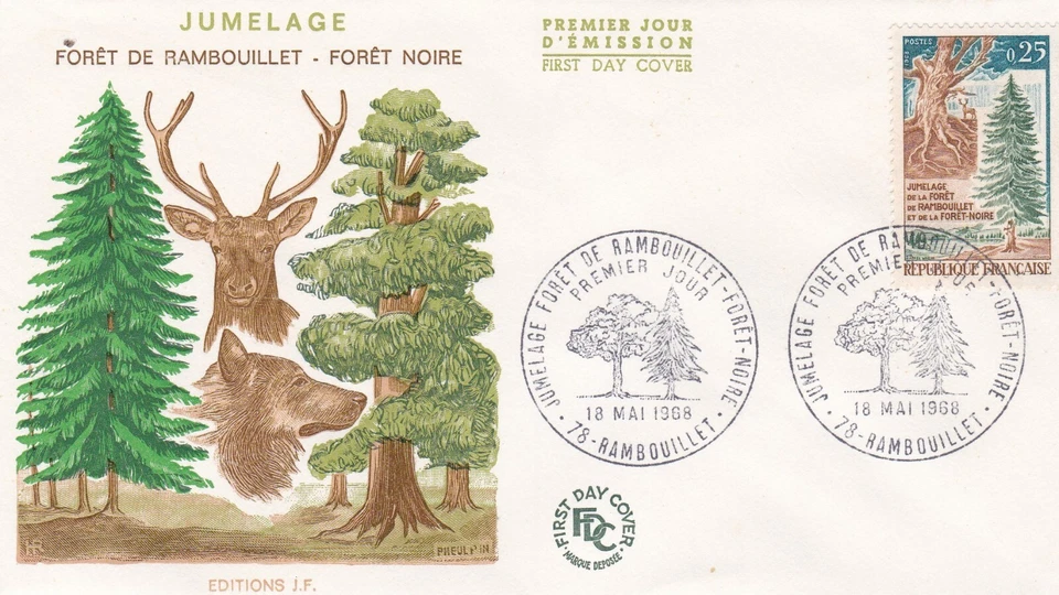 France 1968 Fdc Twinning Forest Of Rambouillet Black Forest Yt 1561 - Image 1 of 1
