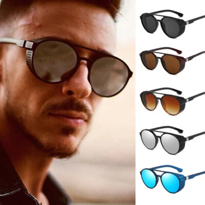 Steampunk Side Mesh Vintage Retro Runde Sonnenbrille Herren Damen Cool Designer UV400