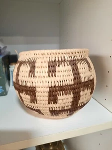 CESTA REDONDA NATIVA AMERICANA PAPAGO VINTAGE Tejida a Mano - Imagen 1 de 4