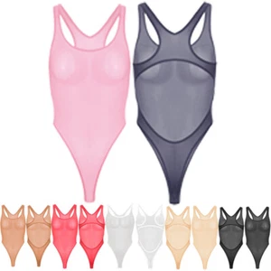 Womens Bodysuit One Piece Tights Swimwear Leotard Cutout Lingerie See Through - Picture 1 of 44
