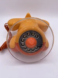 Alexander Graham Plane Northern Telecom Orange Rotary Dial Phone 1970's W/ Box - Picture 1 of 17