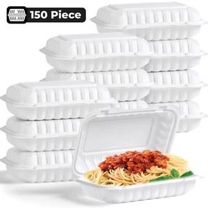150 pcs Disposable Container Clamshell Food Take Out Container Box To Go 9x6x2 - Picture 1 of 5