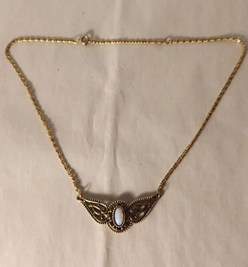 "Sarah" Gold Plated Opalite Pendant Necklace 17" - Picture 1 of 6