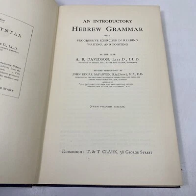 An Introductory Hebrew Grammar 22nd Edition by A.B. Davidson Hardcover 1927 - Image 1 of 4