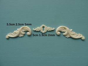 Decorative escutcheon and scrolls x 2 resin applique furniture moulding 029A - Picture 1 of 4