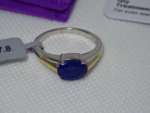 #154 Gemporia Sterling Silver 1.8ct Sar-i-Sang Lapis Lazuli & COA Size Q - Picture 1 of 6