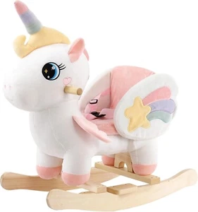 FUNLIO Unicorn Baby Rocking Horse, Stuffed Ride-on Animal Rocker for Toddlers - Picture 1 of 6