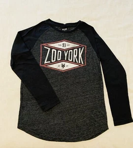 Y2K Zoo York T Shirt Boys Size M Gray and Black Long Sleeve Skateboarding Youth - Picture 1 of 2