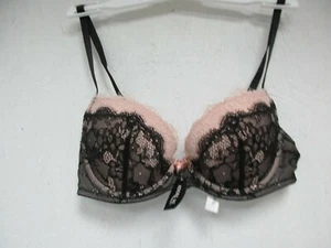 Adore Me Women's Emanuelly Push-Up Bra Black/Pink Size 32D New - Picture 1 of 2