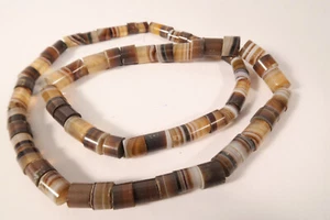 Alte Onix Achatperlen Idar-Oberstein GW50 Walzen Vintage Agate Stone Trade Beads - Picture 1 of 7