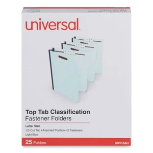 Universal 10401 Top Tab Classification Folders - Light Blue Exterior (25/BX) New - Picture 1 of 4