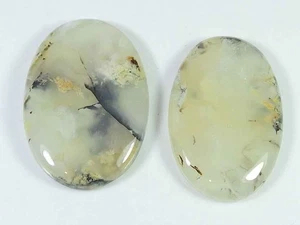 AAA Tiger Dendritic Agate 2PCs Oval Shape Cabochon Loose Gemstone 40-41MM U107 - Picture 1 of 9