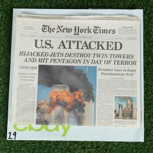 ORIGINAL UNCIRCULATED SEPTEMBER 12, 2001 NEW YORK TIMES NEWSPAPER (9/11 ISSUE) - Picture 1 of 3