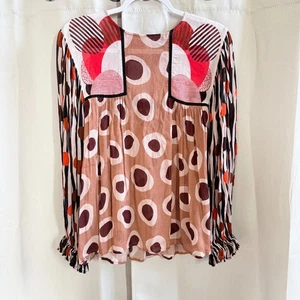 Anthropologie Blank London Miranda Peasant Top Oversized Medium Patchwork 19239 - Picture 1 of 14