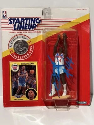 DERRICK COLEMAN 1991 Signed Autographed Auto Nets Starting Lineup SLU PSA COA - Image 1 of 3