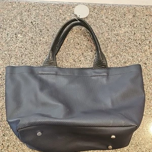 Justine Red Paris Gummi und Leder Handtasche Made In France Smart Black Tote - Bild 1 von 17