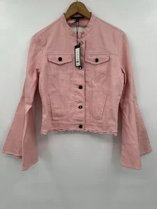 Romeo & Juliet Couture Bell Sleeve Denim Jacket Dust Pink NWT $195 - Picture 1 of 6