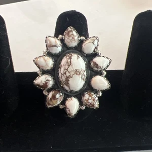 Sterling Silber Wildpferd Cluster Ring verstellbar Südwesten - Bild 1 von 12