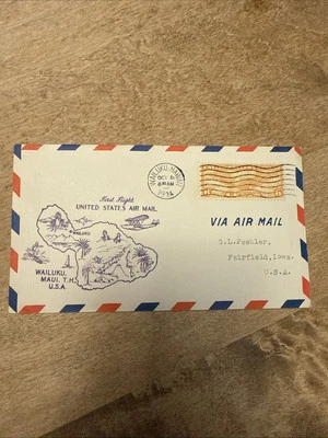 1934 First flight United States Airmail Maui Hawaii To Iowa  - Image 1 of 4