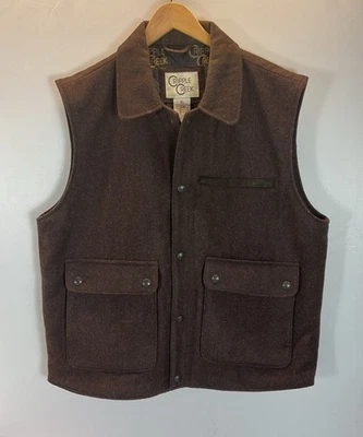 Chaleco Cripple Creek Hombres XL Marrón Lana Occidental A Presión Vaquero Rodeo Exterior Rancho Foto 1 de 4
