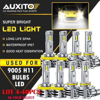 4-40 AUXITO H11 9005 LED Headlight Bulb Hi/Lo for Chevy Silverado 1500 2007-15 D - Image 1 of 4