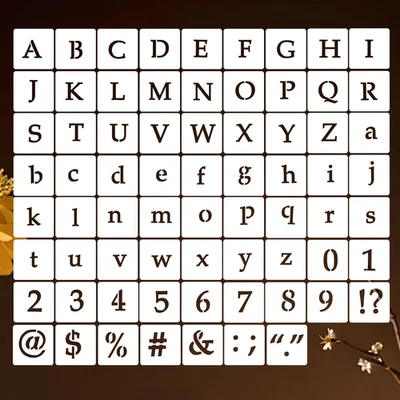 Многоразовые трафареты с буквами и цифрами 1 дюйм - 70 шт. для рукоделия - Изображение 1 из 4