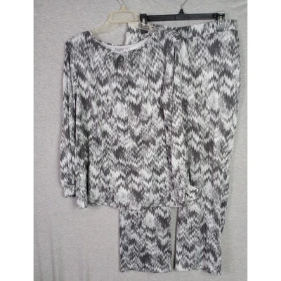 Stan Herman Pajama Set Large PJ Gray & White Chevron Soft Comfy - Image 1 of 4