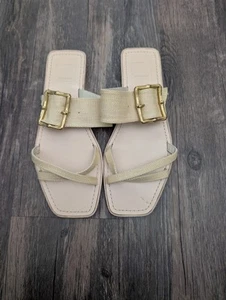 Dolce Vita Sandalen 8 eckige Zehenpartie creme Bambus goldene Schnalle Riemchen  - Bild 1 von 4