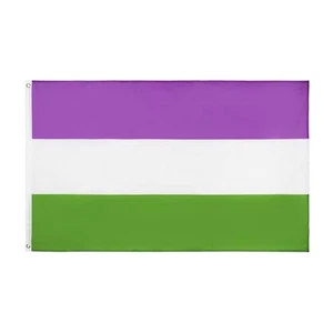 Bandera Arco Iris Orgullo LGBT Púrpura Blanco Rayas LGBTQIA UK Genderqueer - Imagen 1 de 3