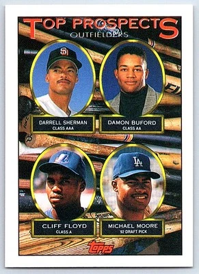 1993 Topps Darrell Sherman/Damon Buford/Cliff Floyd/Michael Moore San Diego - Image 1 of 2